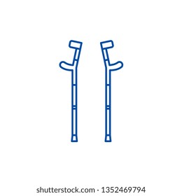 Crutches line icon concept. Crutches flat  vector symbol, sign, outline illustration.