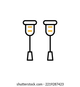 icono de línea de muletas. Ilustración de elemento simple. diseño de símbolos de contorno de concepto de muletas.