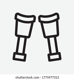 Crutches Line Icon - Vector Illustration
