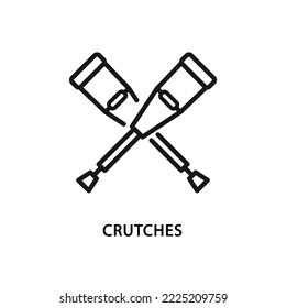 Crutches Line Icon. Vector Illustration Of Orthopedic Equipment, For Rehabilitation