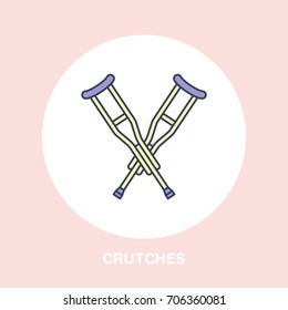 Crutches line icon. Vector logo for rehabilitation equipment store.