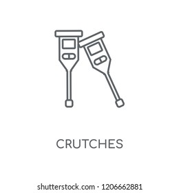 Crutches linear icon. Crutches concept stroke symbol design. Thin graphic elements vector illustration, outline pattern on a white background, eps 10.