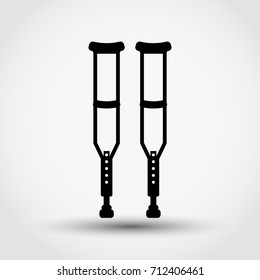 Crutches medical care flat icon vector illustration