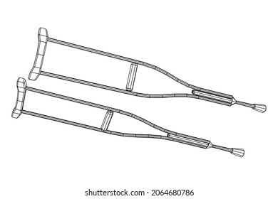 Pistolas para la rehabilitación de piernas rotas. Tratamiento de personas con lesiones en las piernas. Ilustración vectorial de malla baja de malla de malla de alambre.