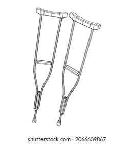 Pistolas para la rehabilitación de piernas rotas. Tratamiento de personas con lesiones en las piernas. Ilustración vectorial de malla baja de malla de malla de alambre.