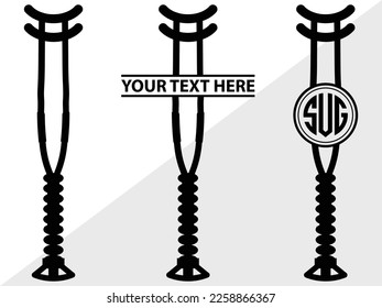 Crutches Monogram Vector Illustration Silhouette