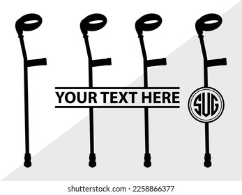 Crutches Monogram Vector Illustration Silhouette