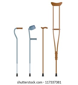 Crutches for the movement of people with broken legs. The illustration on a white background.