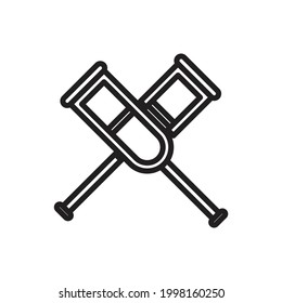 Crutches Outline Icon Vector Illustration
