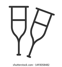 crutches outline vector icon isolated on white background. crutches flat icon for web, mobile and user interface design. medical healthcare concept