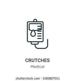 Crutches outline vector icon. Thin line black crutches icon, flat vector simple element illustration from editable medical concept isolated on white background