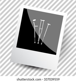 crutches. Photoframe. Vector icon.