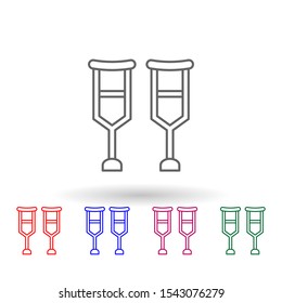 Crutches, physiotherapy multi color icon. Simple thin line, outline vector of physiotherapy icons for ui and ux, website or mobile application