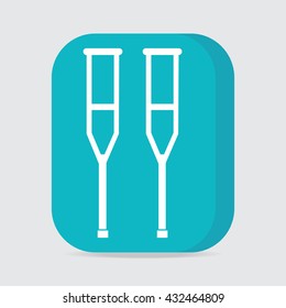 Crutches sign button vector illustration
