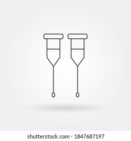 crutches single isolated icon with modern line or outline style vector