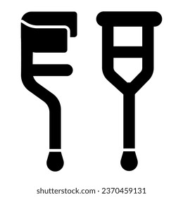 Crutches solid icon, medical equipment concept, crutches sign on white background, crutches icon in glyph style for mobile concept and web design. Vector graphics
