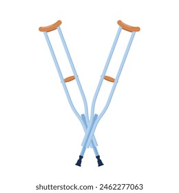 Crutches for support of injured and elderly people. Walking crutches orthopedic medical equipment