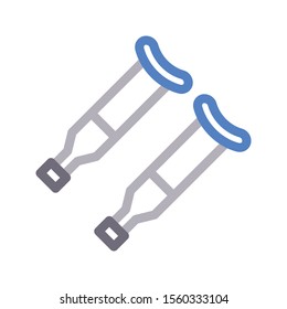 crutches vector colour line icon 