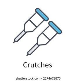 Crutches vector filled outline Icon Design illustration on White background. EPS 10 File