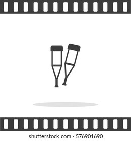 Crutches Vector Icon.