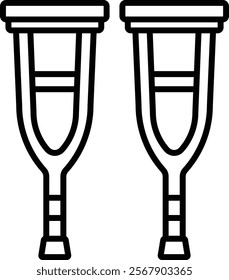 Crutches vector icon. Can be used for printing, mobile and web applications.