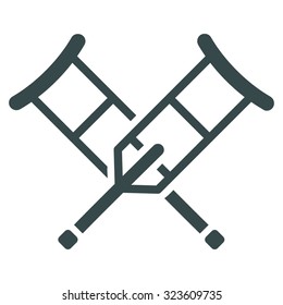 Crutches vector icon. Style is flat symbol, soft blue color, rounded angles, white background.