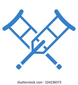 Crutches vector icon. Style is flat symbol, cobalt color, rounded angles, white background.