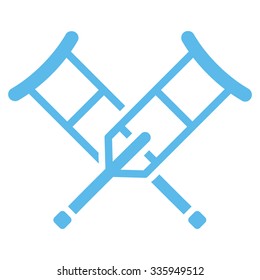 Crutches vector icon. Style is flat symbol, blue color, rounded angles, white background.