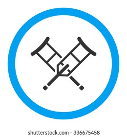 Crutches vector icon. Style is flat rounded symbol, bright colors, rounded angles, white background.