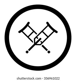Crutches vector icon. Style is flat rounded symbol, black color, rounded angles, white background.