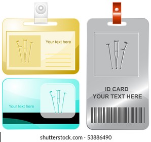 Crutches. Vector id cards.