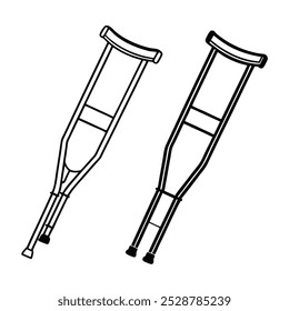 Vetor muletas contorno ilustração perfeito para projetos médicos