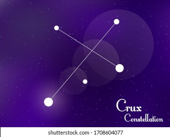 Crux constellation. Starry night sky. Cluster of stars, galaxy. Deep space. Vector illustration