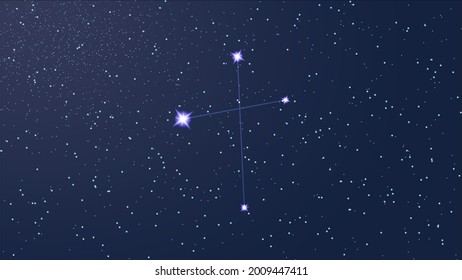 Crux star constellation background, Southern cross, Interstellar, outer space, science, Vector Illustration. Perfect for Wallpaper, desktop, web, print, textile, presentation, flyer, brochure, banner.