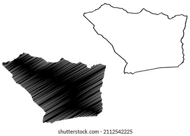 Cruz das Almas municipality (Bahia state, Municipalities of Brazil, Federative Republic of Brazil) map vector illustration, scribble sketch Cruz das Almas map