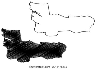 Cruz municipality (Ceará state, Municipalities of Brazil, Federative Republic of Brazil) map vector illustration, scribble sketch Cruz map