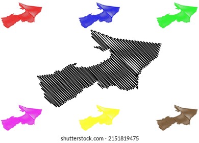 Cruzeiro do Sul municipality (Acre state, Municipalities of Brazil, Federative Republic of Brazil) map vector illustration, scribble sketch Cruzeiro do Sul map