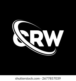 Logotipo de CRW. Carta CRW. Diseño del logotipo de la letra de CRW. Logotipo de C RW con el círculo y el logotipo del monograma en mayúsculas. Tipografía CRW para tecnología, negocio y marca inmobiliaria.