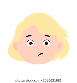 cry, angry, sad expression face girl emoticon with blonde short hair