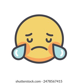 cry emoji cartoon vector isolated illustration