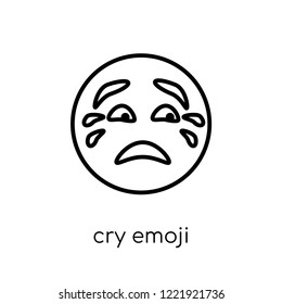 cry emoji icon. Trendy modern flat linear vector cry emoji icon on white background from thin line Emoji collection, outline vector illustration