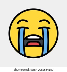 Cry emoji icon vector illustration in filled line style, use for website mobile app presentation