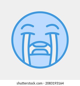 Cry emoji icon vector illustration in blue style, use for website mobile app presentation