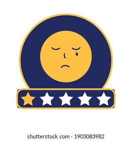 Cry Emoticon 5 stars icon - rating of stars symbol isolated on white background
