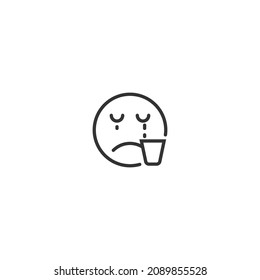 cry emoticon line icon, outline vector sign, pixel perfect icon