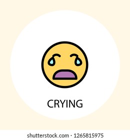 Cry emotion concept line icon. Simple element illustration. Cry emotion concept outline symbol design. Can be used for web and mobile UI/UX . Modern vector style. 