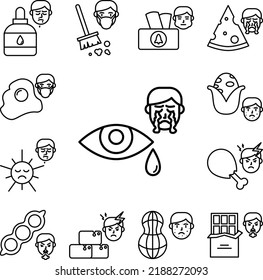 Cry, eye, tear, allergic face icon in a collection with other items