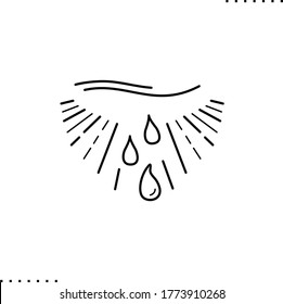 Cry eye, tears and lashes vector icon in outlines