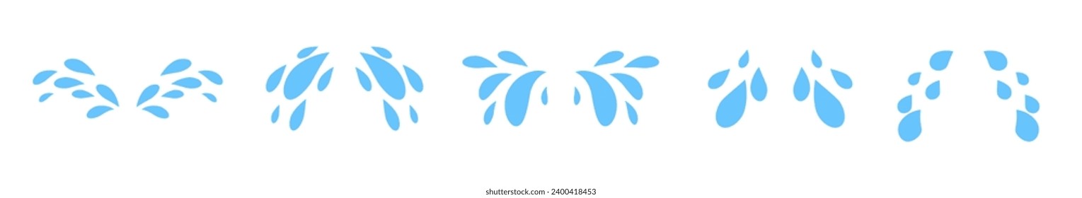 Cry eye water drip. Sweat stream vector isolated. Eye tears clip art
