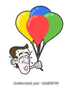 cry face with color balloons